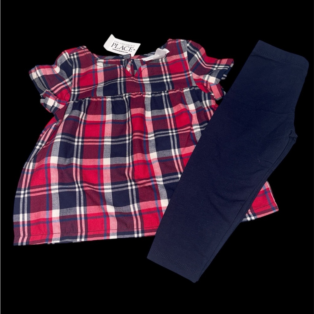 Plaid Dress and Leggings Set